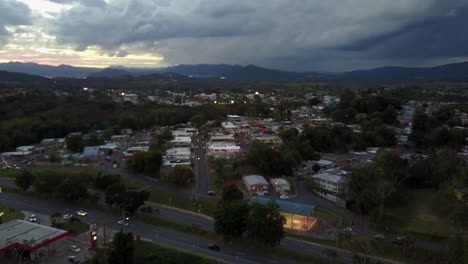 aerial-footage-of-Gurabo,-Puerto-Rico-Island-during-sunset