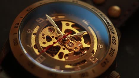Close-Up-Time-Lapse-Of-A-Steampunk-Wrist-Watch