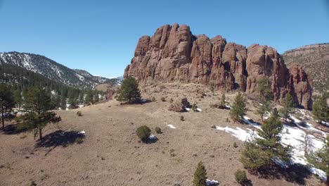 Aerial-view-of-spire-rocks-in-Colorado-countryside