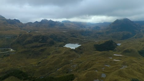 Aerial-shots-showing-the-natural-splendor-and-beauty-of-the-Cajas-National-Park-just-outside-of-Cuenca,-Ecuador