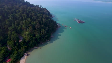 Aerial-View-Of-Small-Fish-Farm-Near-Tropical-Island