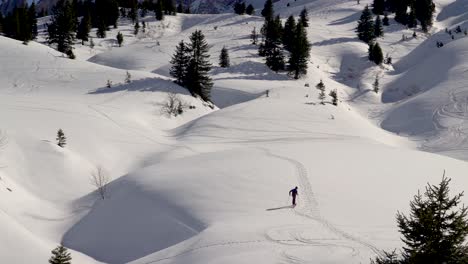 Zeitraffer-Eines-Skifahrers,-Der-Einen-Hügel-Hinauffährt