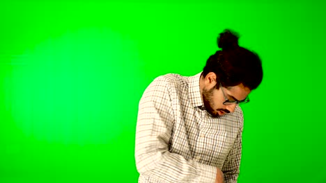 Indian-business-man-using-mobile-green-screen