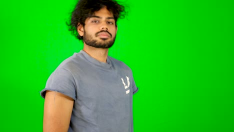 indian-male-model-with-green-screen---green-background