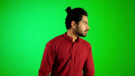 Indian-guy-feel-scary-motion-with-green-background-green-screen