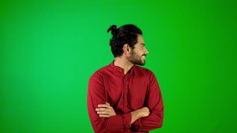 Indian-guy-try-to-catch-fly-during-filming-green-screen