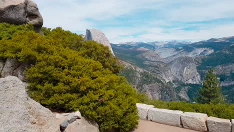 Seitlich-Stabilisierter-Beweglicher-Schuss,-Der-Die-Halbe-Kuppel-Im-Hintergrund-Im-Yosemite-Nationalpark,-Kalifornien,-USA,-Enthüllt