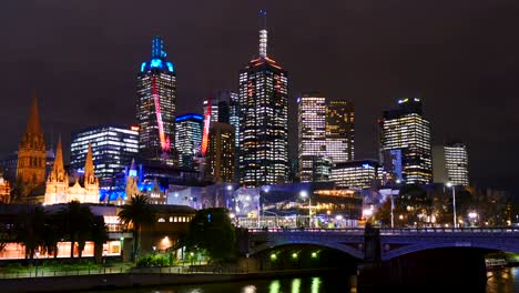 Melbourne-Cbd-Skyline-Nächtlicher-Zeitraffer