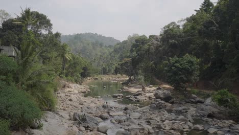 Nallathanni-Fluss-In-Den-Munnar-Hügeln-In-Der-Trockeneren-Jahreszeit-Des-Jahres-Mit-Dichtem-Wald-Im-Hintergrund