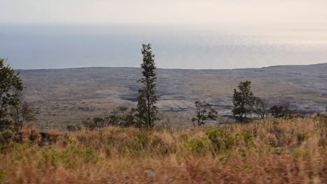 View-from-near-the-summit-of-an-active-volcano-looking-down-the-slopes-to-the-Pacific-ocean-with-recent-flows-and-older-areas-covered-in-vegetation