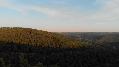 Aerial-drone-footage-of-the-Ardennes,-La-Roche-en-Ardenne,-Belgium,-Europe,-4K,-25fps