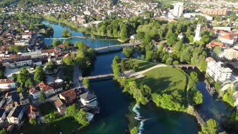 Drone-shot-of-Bihac-city-center-in-the-morning