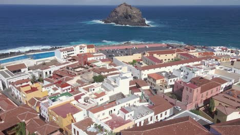 Aerial-view-of-the-Garachico-town-center-on-Tenerife,-Canary-Islands,-Spain