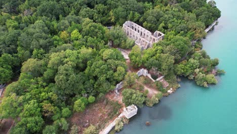 Drone-shot-of-Butrint-National-Park,-in-the-south-of-Albania