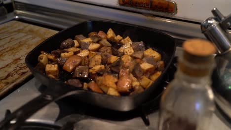 Potatoes-are-seared-in-a-pan