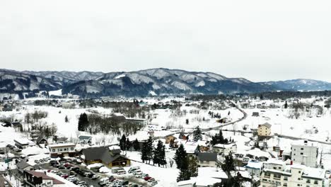 Aerial-view-of-snow-in-Hakuba