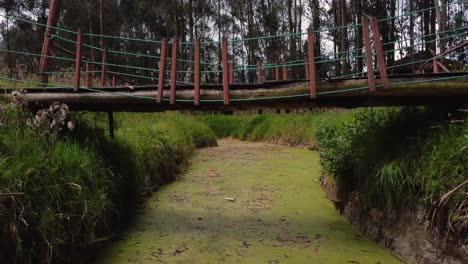 Flying-the-drone-away-from-the-wooden-bridge
