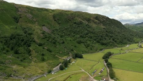 Drone-Aerial-footage-of-Seathwaite-a-small-hamlet-in-Borrowdale-valley-in-the-Lake-District-of-Cumbria