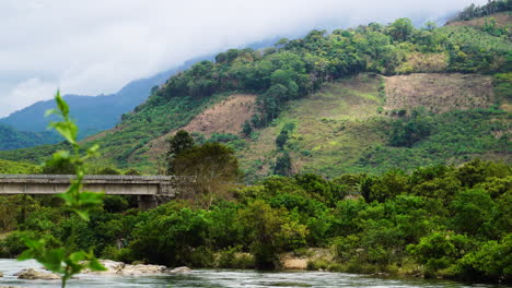 Steiler-Hang-Neben-Einem-Fluss,-Der-Für-Den-Bananenanbau-In-Phuoc-Binh,-Südvietnam,-Geräumt-Wird