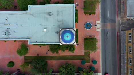 Aerial-Drone-video-of-the-Market-Square-in-Brownsville,-Texas