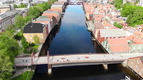 Aerial:-Trondheim-old-bridge-on-the-Nidelva-river