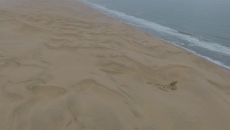 Sand-Dunes-on-Namibia's-Skeleton-Coast,-Africa---Aerial-Drone-View