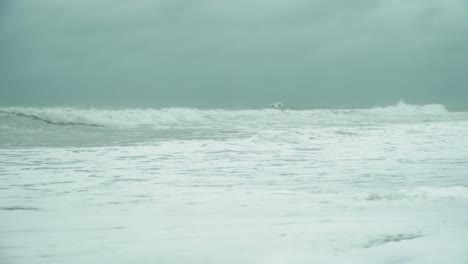 Tropical-Storm,-Empty-beach-on-a-windy-and-rainy-day