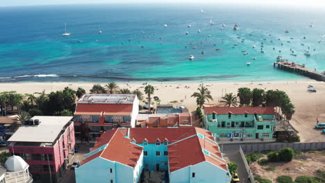 Unveiling-the-tropical-beach-and-ocean-in-Santa-Maria,-Sal-Island---Cape-Verde