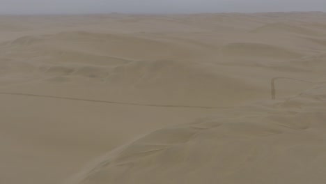 Desolate-Sand-Dunes-of-Namibia's-Skeleton-Coast,-Sandwich-Harbour,-Aerial