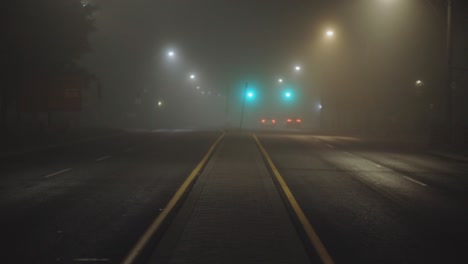 Motorway-In-Fog-At-Late-Dark-Evening---wide,-static
