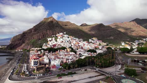 Aerial-panoramic-colored-village-San-Andres-on-Tenerife-mountain-coast