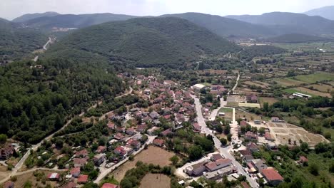 Beautiful-and-Historic-village-of-Kalpaki-Greece,-Aerial-4K