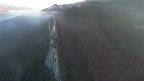 Seneca-Rocks-Drone-Spine-Morning-Fog