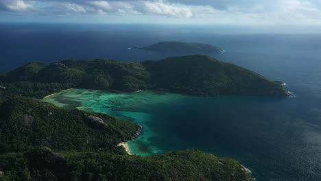 Aerial-footage-from-drone-flying-over-Mahe-Island-in-the-Seychelles,-Africa