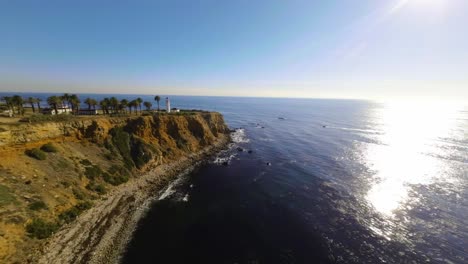 Aerial-views-of-the-Point-Vicente-Lighthouse-in-Rancho-Palos-Verdes,-California