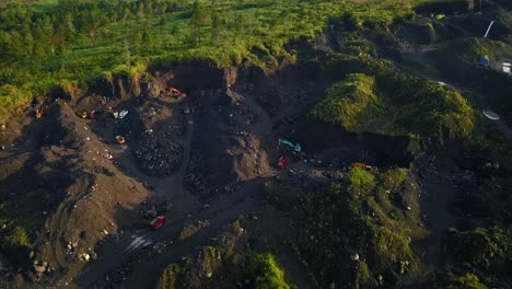 Orbit-drone-shot-of-illegal-mining-activities-that-cause-land-damage