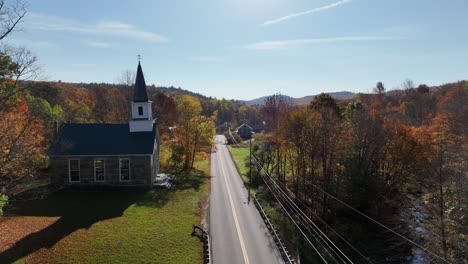 new-england-aerial-down-roadway-in-fall-near-reading-vermont