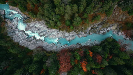 Mountain-river-waterfall-canyon-cinemagraph-with-blue-water-in-idyllic-Bavaria-Austria-alps-along-a-beautiful-forest-with-trees-near-Sylvenstein-lake-and-Walchensee
