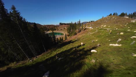 Footage-of-lake-Lago-di-Carezza-in-Italian-Dolomites-In-European-Alps