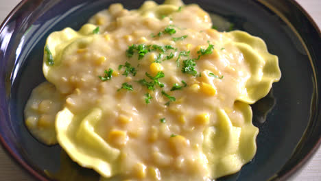 ravioli-pasta-with-corn-cheese-sauce