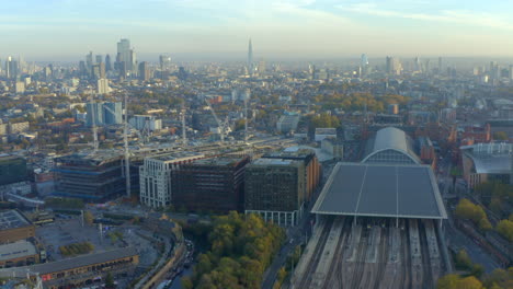 Rising-aerial-shot-of-central-London-with-Kings-Cross-St-Pancras-in-the-foreground