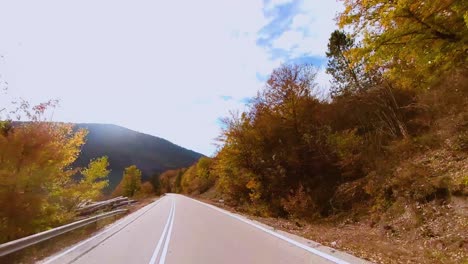 Driving-in-an-empty-road-with-autumn-colors