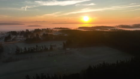 Drone-shot-of-Oak-Harbor's-Fort-Nugent-Park-under-a-bright-winter-sunrise