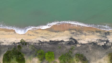 aerial-view-of-a-beach-and-waves-on-sand---Brazil