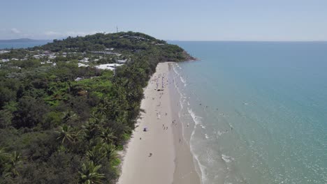 Panoramic-View-Over-Four-Mile-Beach-In-Port-Douglas,-Queensland,-Australia---aerial-drone-shot