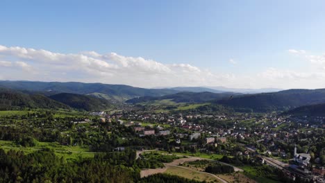 Aerial-panorama-of-Krynica-Zdroj-spa-town-in-Southern-Poland