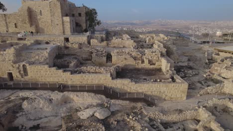 Tomb-of-Samuel,-jerusalem,-israel---Aerial-Slide-to-left-#007