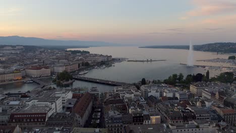 Geneva-Switzerland-Aerial-Drone-Establishing-Shot-Fountian-Lake-Swiss-Alps-City