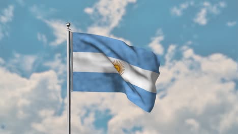 Argentinien-flagge,-Die-Im-Realistischen-4k-video-Des-Blauen-Himmels-Weht