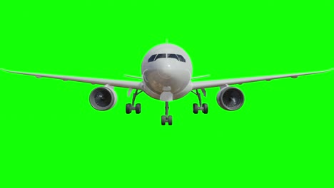 Airplane-coming-towards-camera-in-green-screen-4K